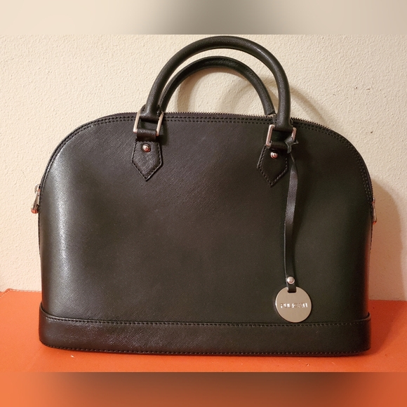 Pulicati Handbags - Pulicati Italy Black Leather Saffiano Dome Satchel bag